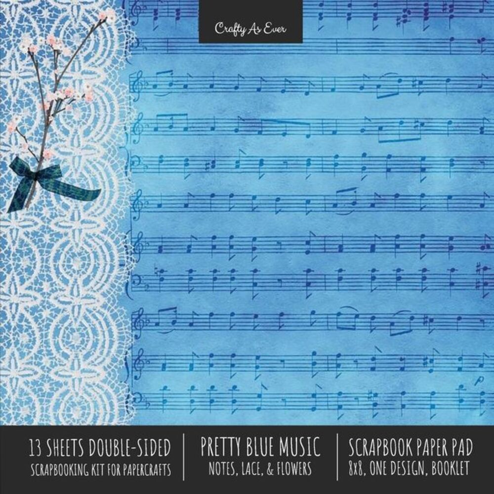 Pretty Blue Music Scrapbook Paper Pad 8x8 Decorative Scrapbooking Kit for Cardma